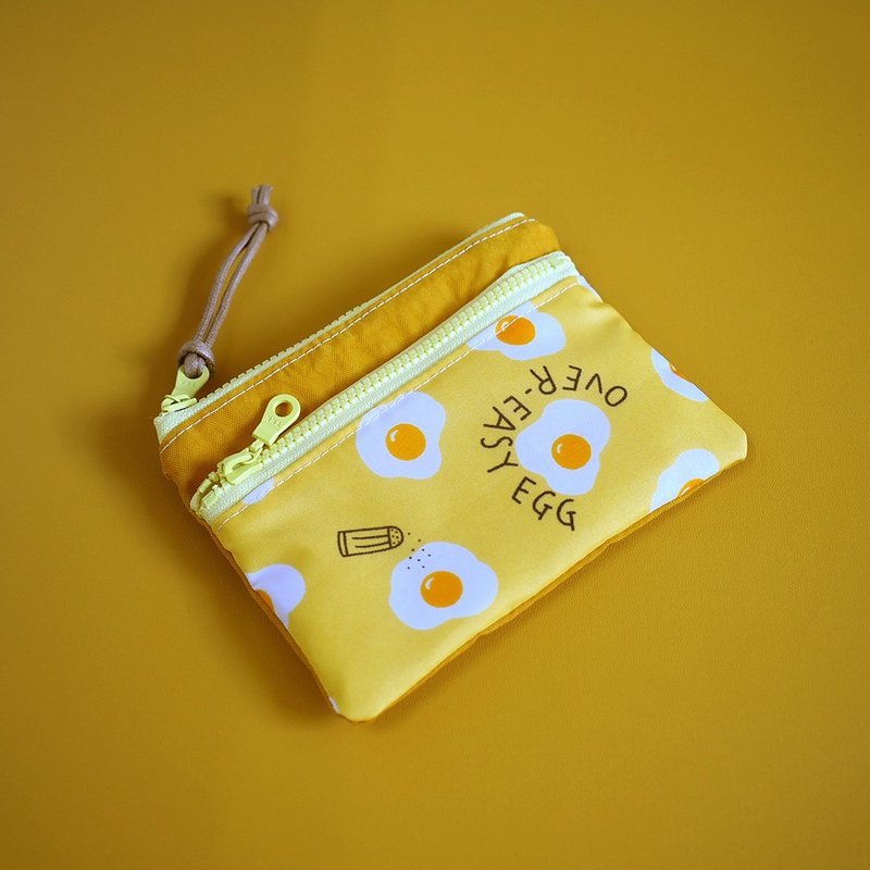 Travel Waterproof Wallet Coin Bag Card Holder Storage Pouch_Poached Egg - กระเป๋าใส่เหรียญ - ไนลอน สีส้ม