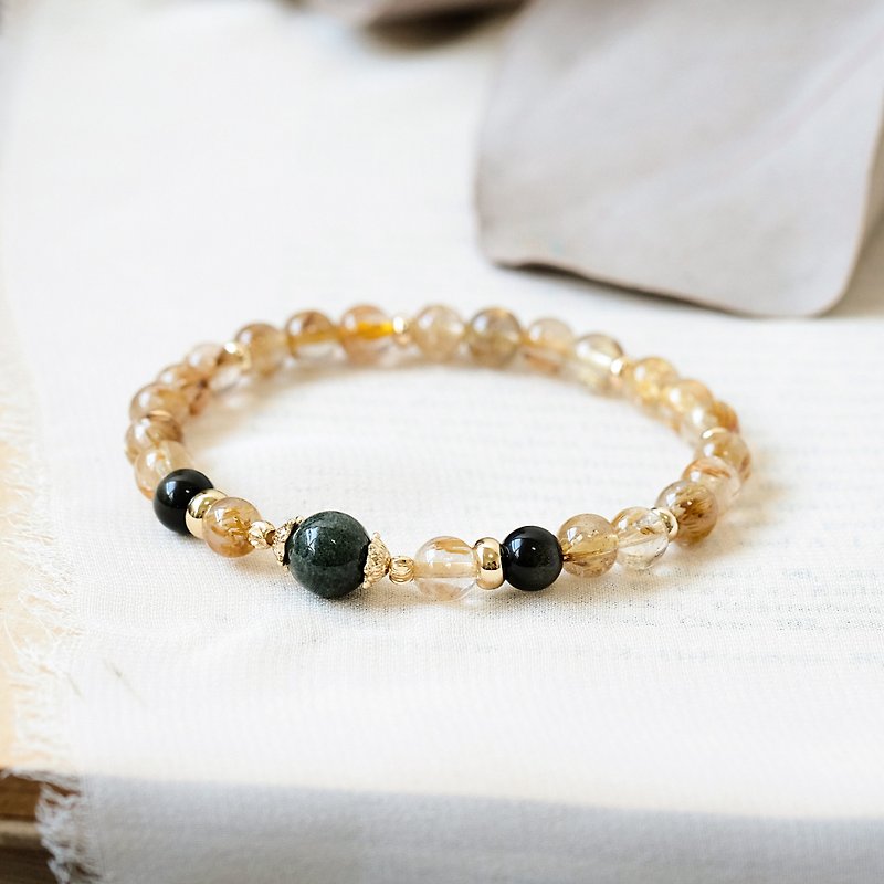 String Series blond Phantom Gold Stone bracelet natural crystal ore - Bracelets - Gemstone Yellow