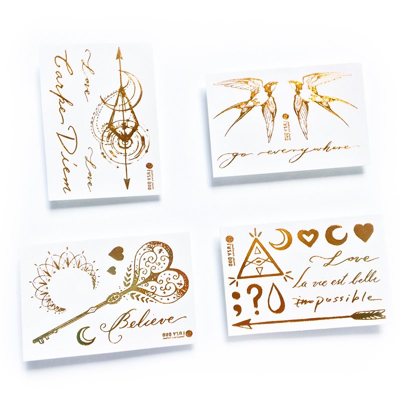 Bohemian Metallic White Gold Jewellery Temporary Tattoo Stickers Art Accessories - Temporary Tattoos - Paper Gold