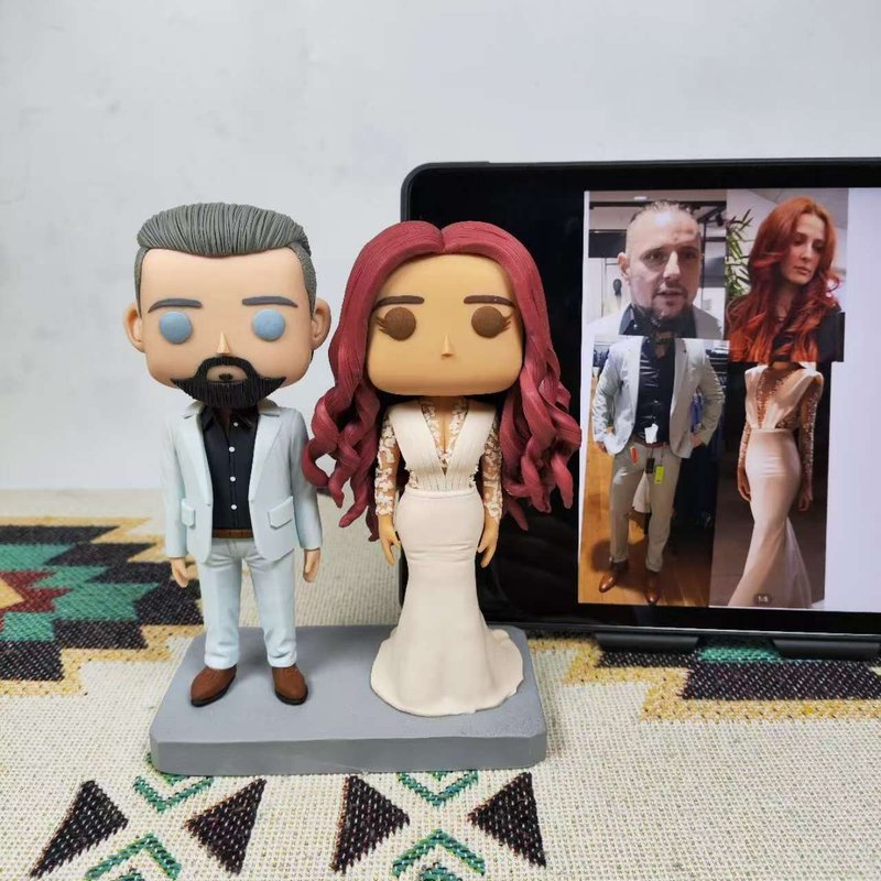 客製化3D人像公仔 訂製手工Funko Pop情侶父母夫妻結婚週年禮物 - 公仔/玩偶 - 黏土 多色