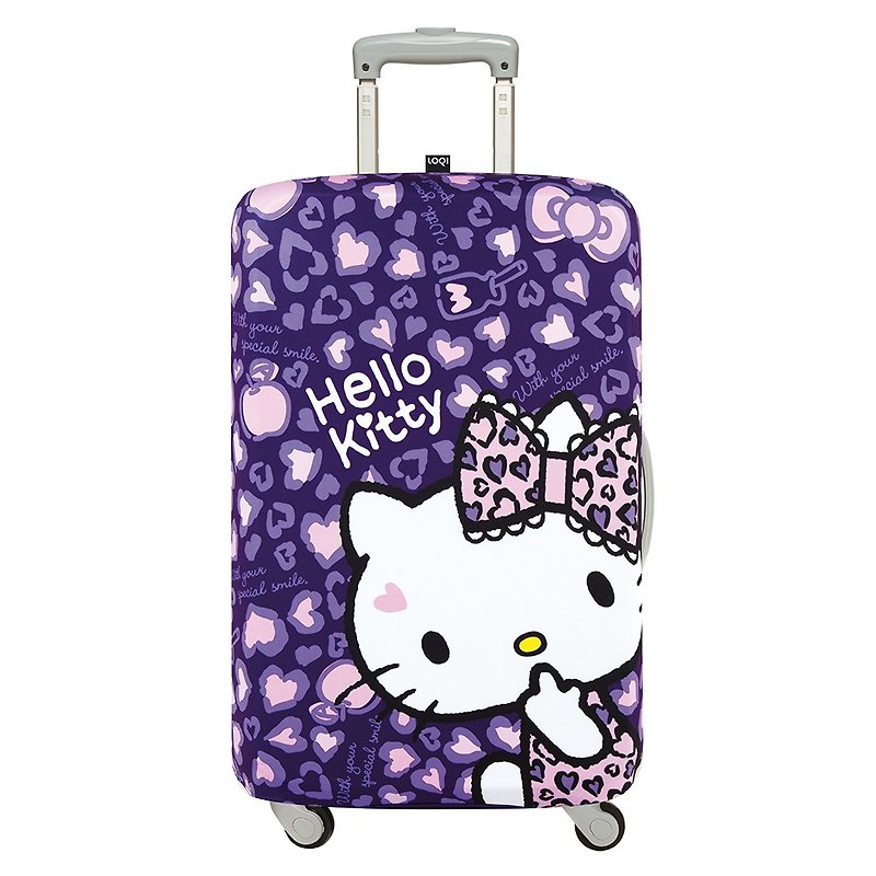 LOQI luggage jacket / KITTY leopard purple [L] - กระเป๋าเดินทาง/ผ้าคลุม - เส้นใยสังเคราะห์ สีม่วง