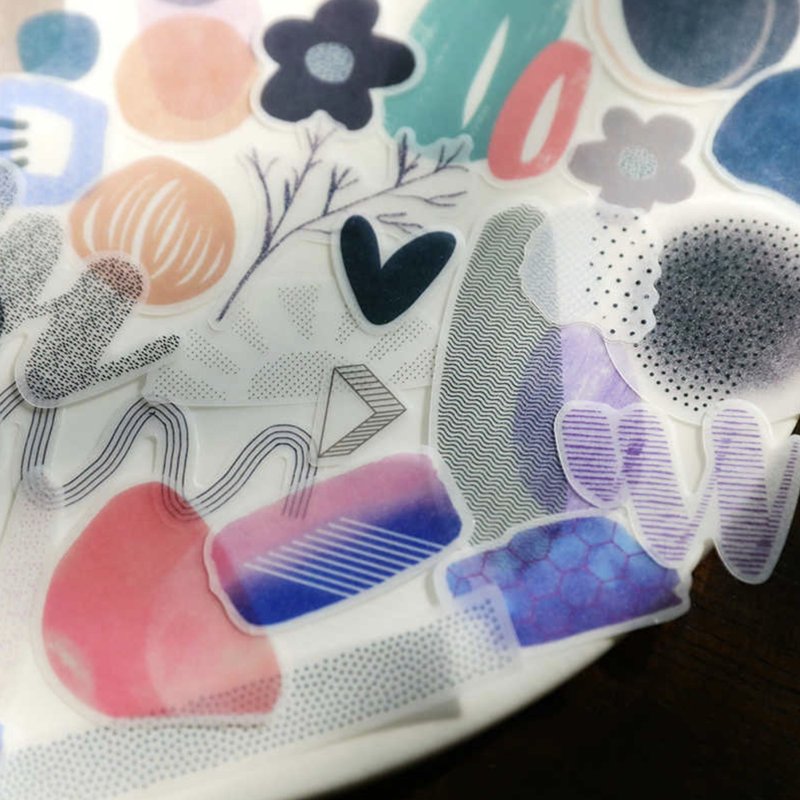 Cold geometry salt color translucent cut sticker tracing paper/sulfate paper - Stickers - Paper Multicolor