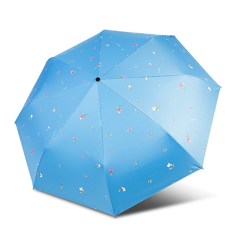 【TDN】鈴蘭花UL超輕易開收降溫三折傘黑膠晴雨傘(天空藍) - 雨傘/雨衣 - 防水材質 藍色