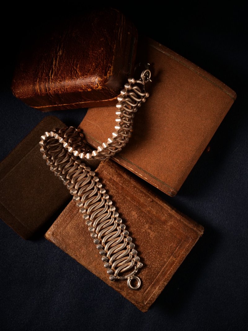 19世紀下半葉 法國 純銀編織手鍊 - 手鍊/手環 - 銀 銀色