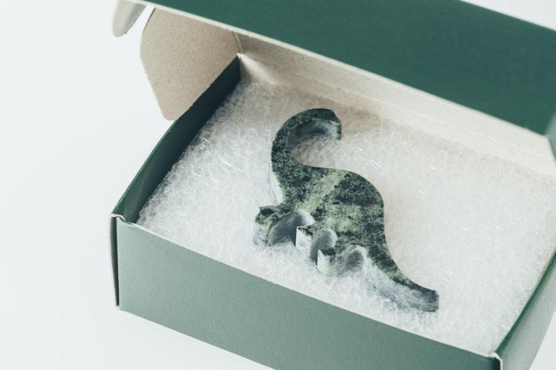 【交換禮物推薦】台灣蛇紋石 迷你恐龍擴香石/冰磚禮盒 - 香氛/精油/擴香 - 石頭 綠色