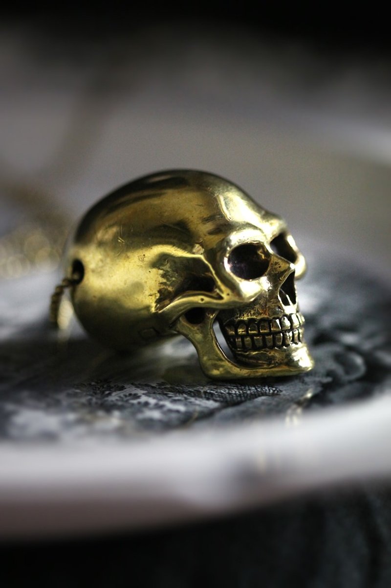 Big Size Human Skull Charm Necklace by Defy. - Necklaces - Other Metals 