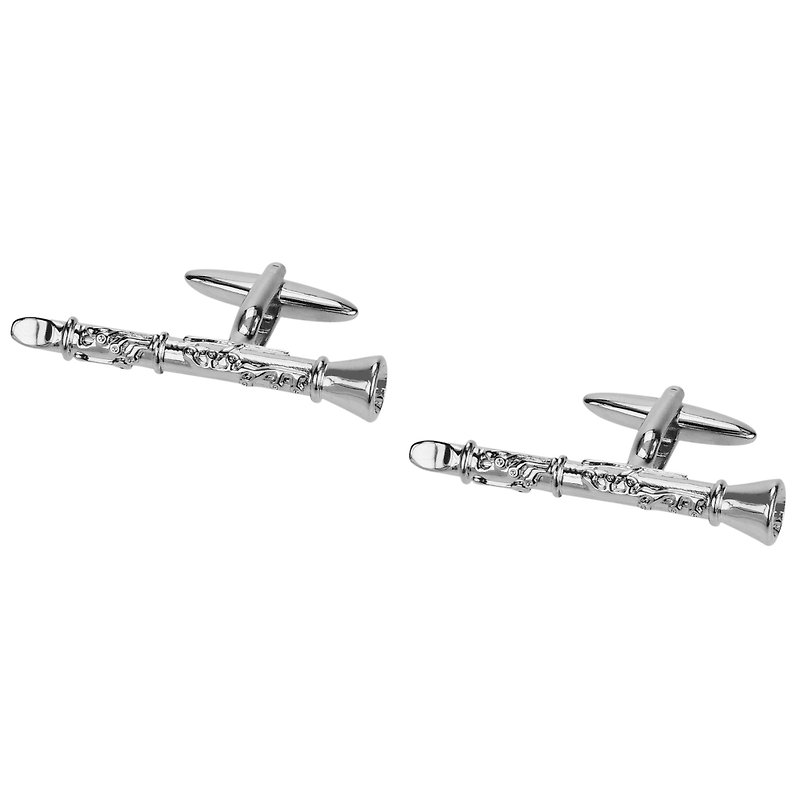 Clarinet Musical Instrument Cufflinks - กระดุมข้อมือ - โลหะ สีเงิน
