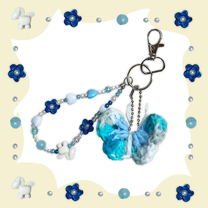 butterfly bead keychain Blue tone - Charms - Plastic Blue