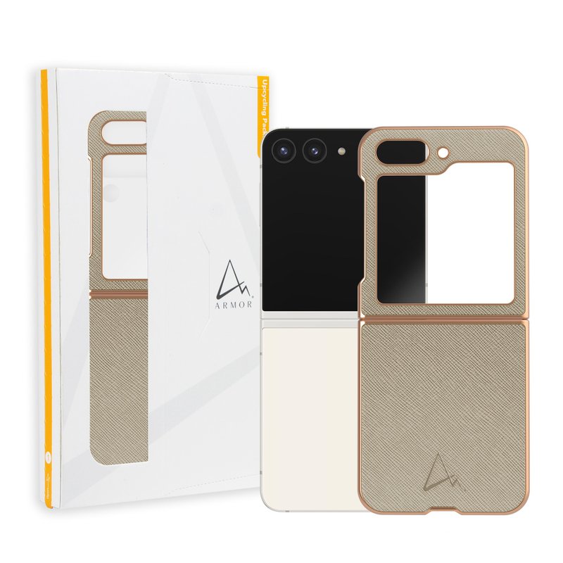 ARMOR Leather Phone Case for Samsung Galaxy Z Flip 5, Camel Beige - เคส/ซองมือถือ - หนังแท้ 