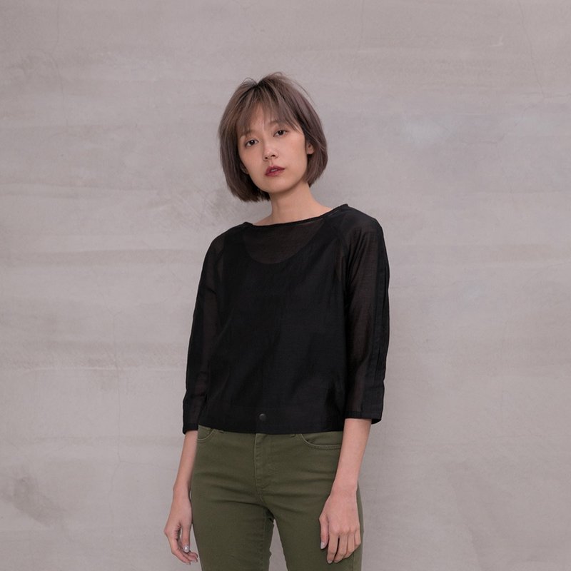 個性宣言拉克蘭袖上衣 Statement Lakeland Sleeves Top T203 - 女上衣/長袖上衣 - 其他人造纖維 黑色