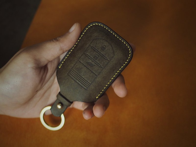 Customized Handmade Leather Acura/Honda Car key Case./Car Key Cover/Holder,Gift - Keychains - Genuine Leather Gray