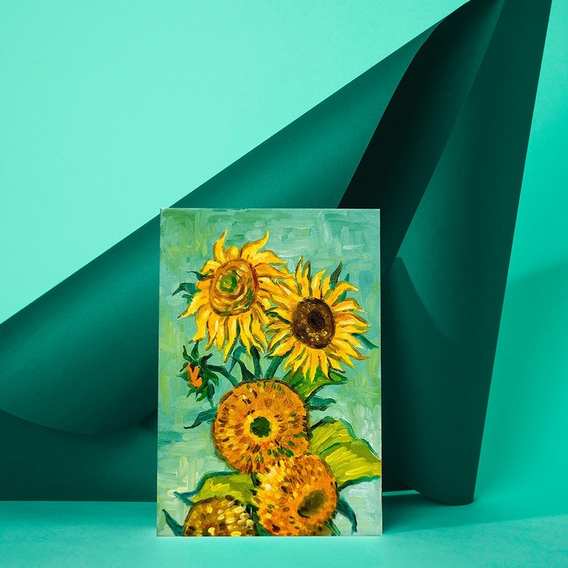 [Experience] Taichung Oil Painting Experience Course/Van Gogh-Sunflower/Taichung Art Studio/Famous Paintings - Illustration, Painting & Calligraphy - Cotton & Hemp 