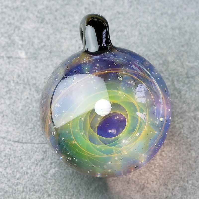 Universe Planets Space Handmade Lampwork Glass Pendant - Necklaces - Glass Pink