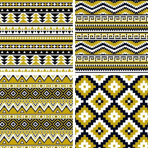 Digital Magic 黑金 Aztec 數碼紙套裝12 種部落無縫圖案 幾何