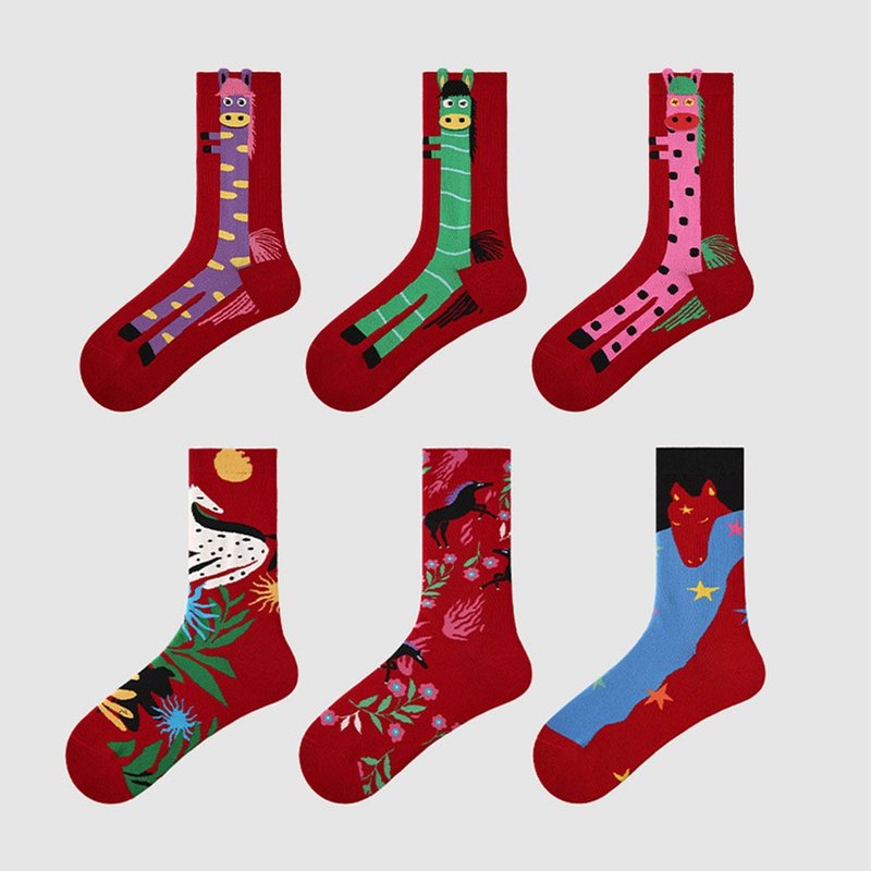 新年マネーの靴下 マネー年生まれの女の子用 秋冬用誕生日中筒靴下3足セット お年玉用の大赤 - 靴下・ソックス - コットン・麻 レッド