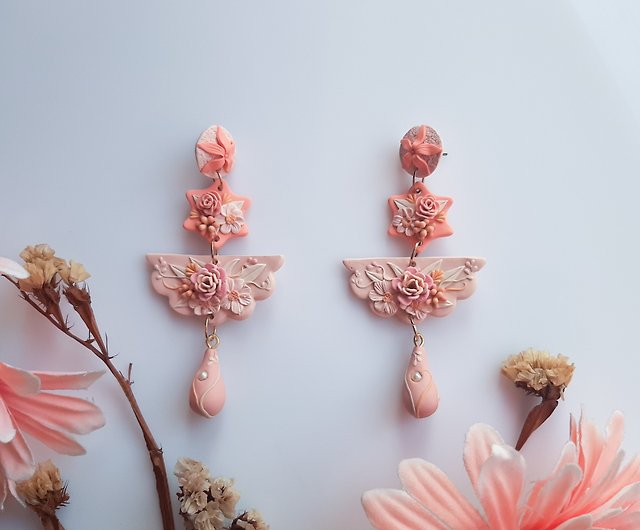 Polymer clay earring  Polymer clay flower jewelry, Handmade clay