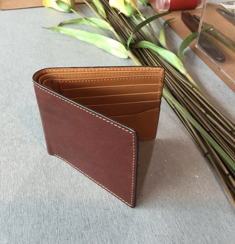 isni Wallet design/ Handmade leather - กระเป๋าสตางค์ - หนังแท้ สีนำ้ตาล