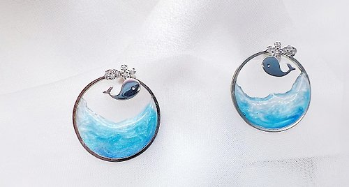 幸為天上星 | 鯨鯨的家 | 勇敢 純真 自由 日本滴膠 海洋 三戴式耳環 可改夾