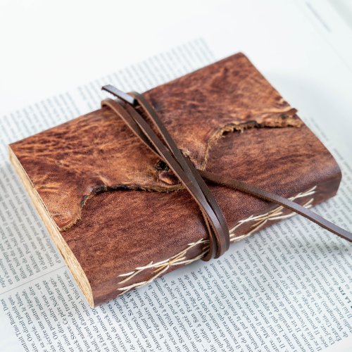 SlowStep 筆記本 Leather Journal, Vintage Bookbinding (Dark Rustic Brown Two-tone)