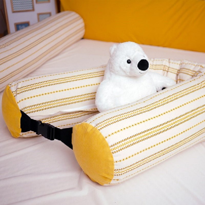 Korea Kangaruru anti-drop fence bed cushion - short 145cm [Caribbean sunshine] - เฟอร์นิเจอร์เด็ก - ผ้าฝ้าย/ผ้าลินิน สีเหลือง