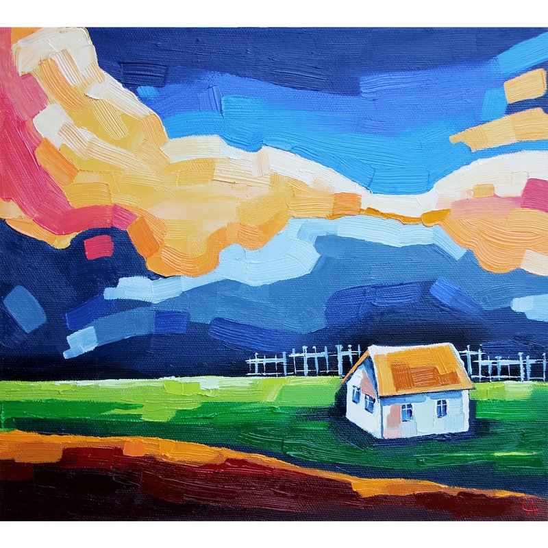 老房子油画风景 原创艺术 乡村艺术品 乡村装饰品 - 海報/掛畫/掛布 - 其他材質 
