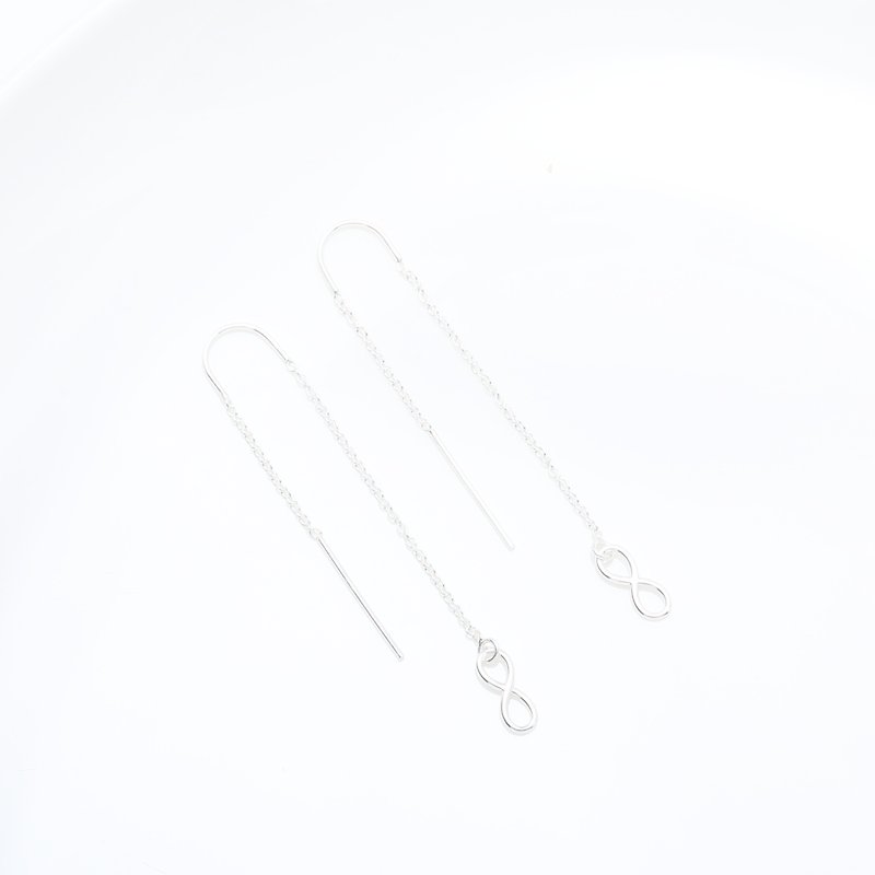 Infinity love s925 sterling silver earrings Valentine's Day Birthday gift - ต่างหู - เงินแท้ สีเงิน