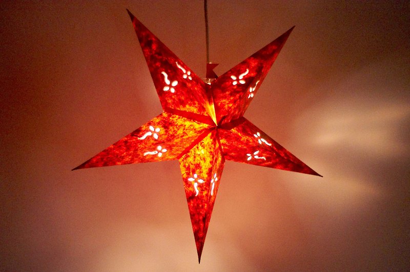 Limited edition handmade paper star light / star mang lamp / star light / origami lamp / night light / shade - moonlight under the orange stars - Lighting - Paper Orange