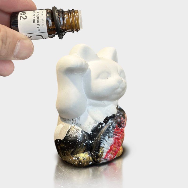 手工製造 I 招財貓擴香石 I 流體藝術 I 大尺寸 I - 香氛/精油/擴香 - 水泥 灰色