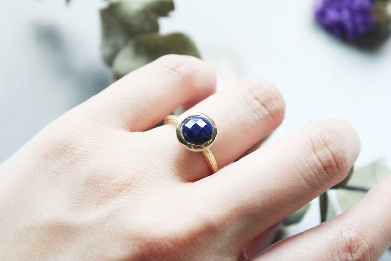 Lapis lazuli青金石銀22k星空簡約款戒指可微調 - 戒指 - 寶石 藍色