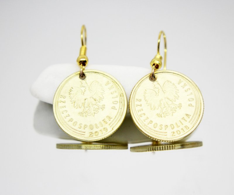 Mini Coin Earrings Coin Drop Earrings Tiny Coin Earrings Ancient Coin Jewelry - 耳環/耳夾/耳骨夾 - 其他金屬 
