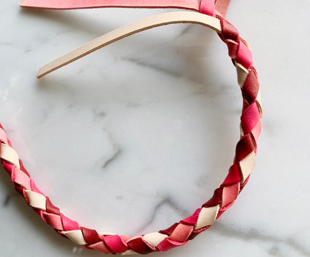 手染めレザー編み込みスターリングシルバーセグメントノック