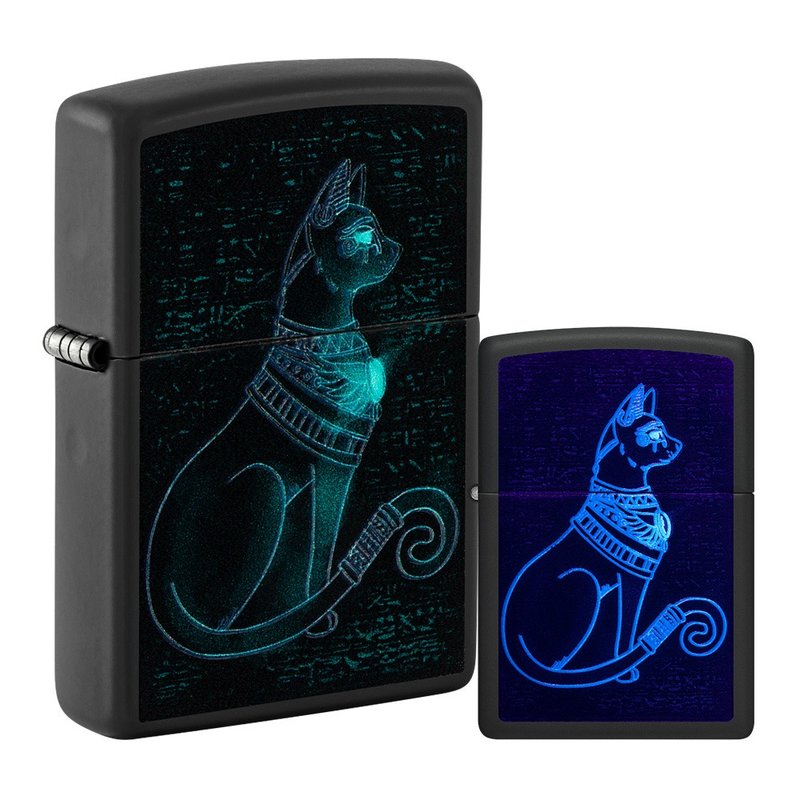 [ZIPPO official flagship store] Egyptian Cat God (fluorescent) windproof lighter 48582 - Other - Copper & Brass Black