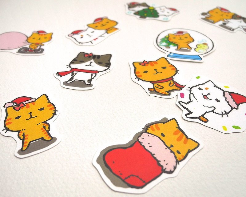 Brave Cat Small Crooked Waterproof Sticker Set (Christmas Special) - Stickers - Waterproof Material Multicolor