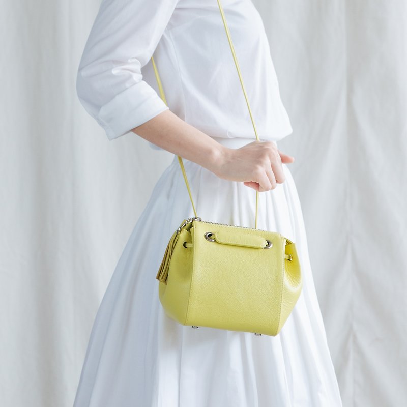 CUDDLE BAG - LEATHER CROSS BODY/HANDBAGS-YELLOW - Messenger Bags & Sling Bags - Genuine Leather Yellow