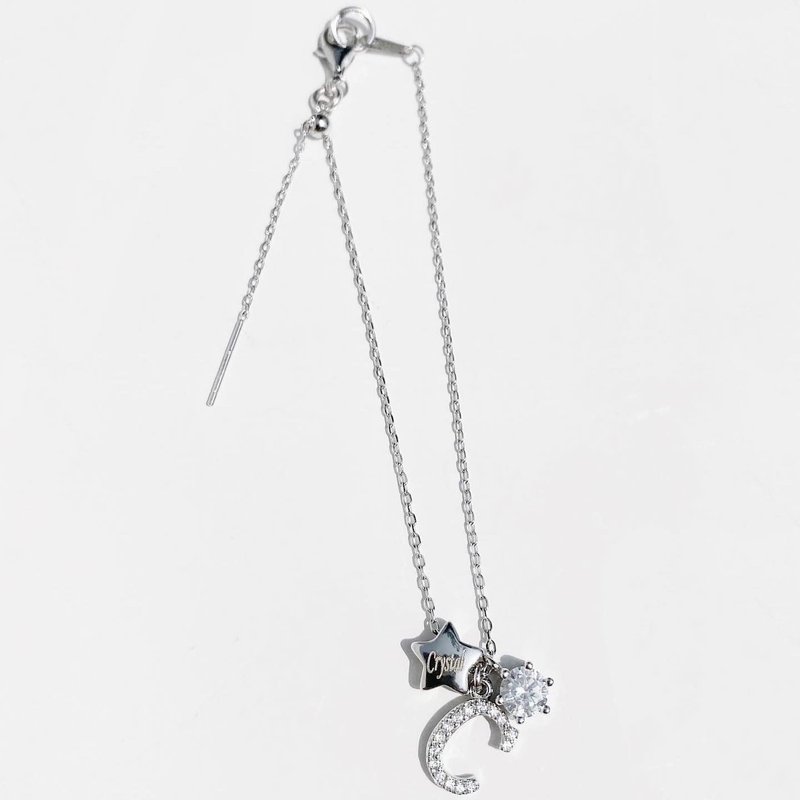 DearBell 925純銀星星水晶刻名字母手鏈 - BB0033 - 手鍊/手環 - 純銀 