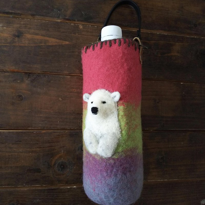 Polar bear PET bottle holder - อื่นๆ - ขนแกะ หลากหลายสี