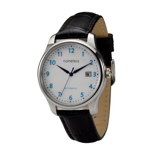 S and M watch nameless 簡約自動上鍊機械錶(藍數字)- 全球免運