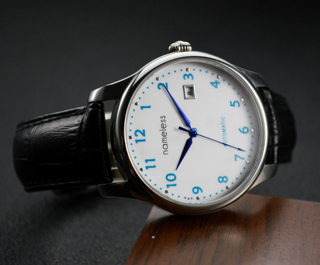 名前のないシンプルな自動巻き機械式時計（ブルーナンバー）-世界中に送料無料 - ショップ S and M Watch 男女兼用（ユニセックス）腕時計  - Pinkoi