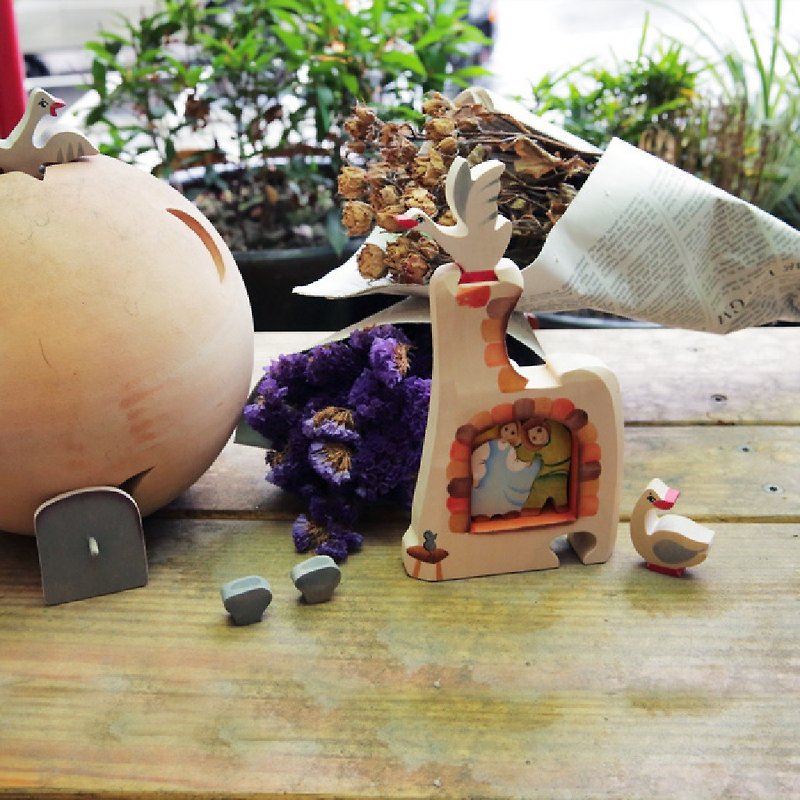 【厳選プレゼント】春武童話 ロシア積み木3Dパズル 雁と大きなかまど - 知育玩具・ぬいぐるみ - 木製 オレンジ