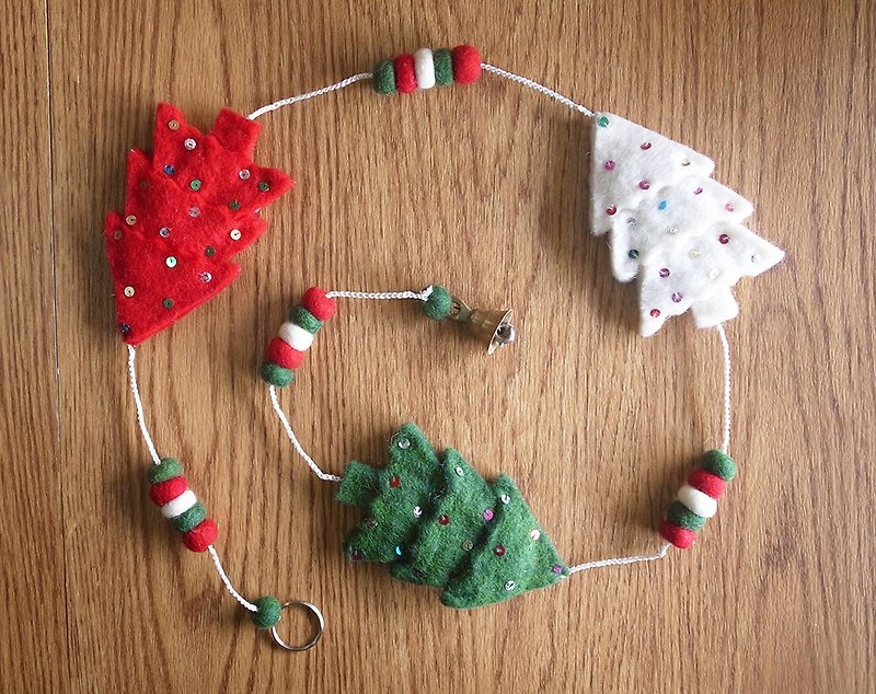 Handmade Felt Hanging Christmas Ornament Star, Tree, Heart - Other - Wool Red