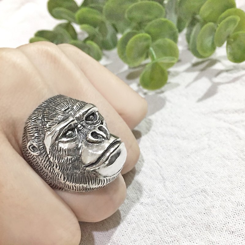 Gorilla Face Silver Ring - แหวนทั่วไป - เงินแท้ สีเงิน