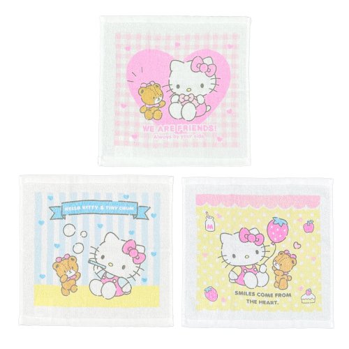 丸真今治 Marushin Taiwan 日本丸真 三麗鷗 純棉洗臉巾三入組 Hello Kitty