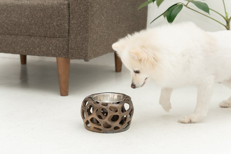 Golden eaten  cabbage pet bowl, Cat bowl,Dog bowl,Puppies bowl,Food bowl - Pet Bowls - Pottery Gold