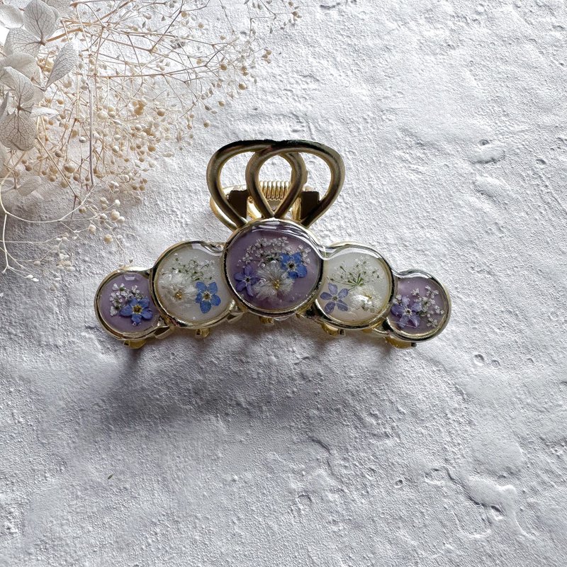 Small Flower Hair Clip / Gold Small - Hair Accessories - Resin Purple