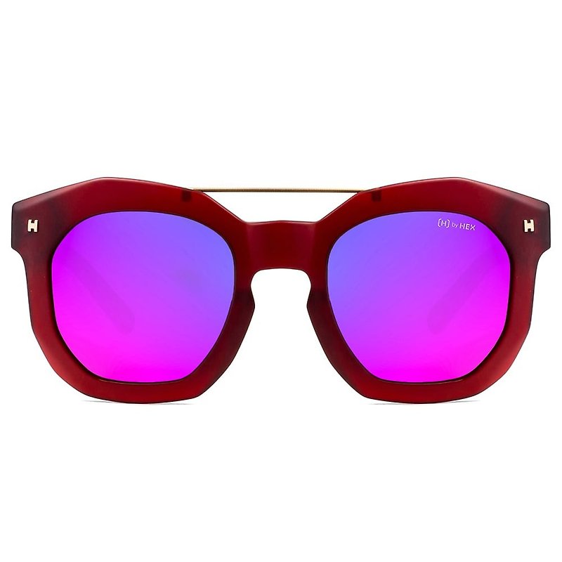 Sunglasses | Sunglasses | Dark red faceted purple mercury large frame | Made in Taiwan | Plastic frame glasses - กรอบแว่นตา - วัสดุอื่นๆ สีแดง