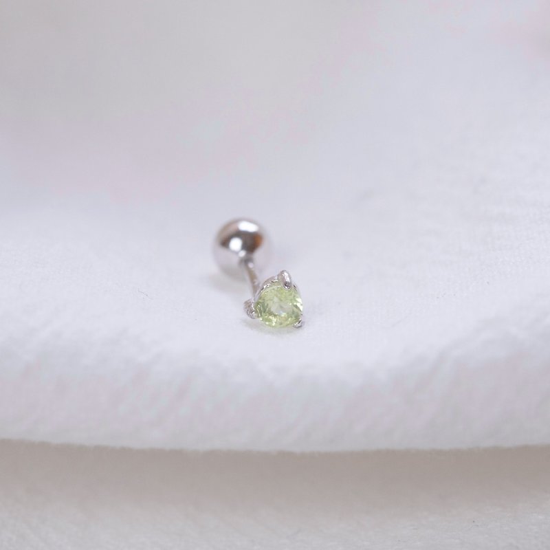 橄欖石925純銀爪鑲設計轉珠耳環 - 耳環/耳夾 - 寶石 銀色
