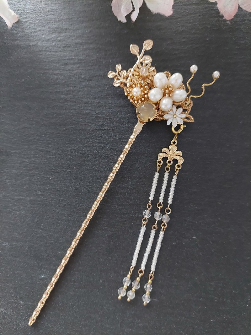 Longyun Pavilion-Blossoming Brocade Fashion Dongfeng Pearl Hair Accessories - Hair Accessories - Pearl 