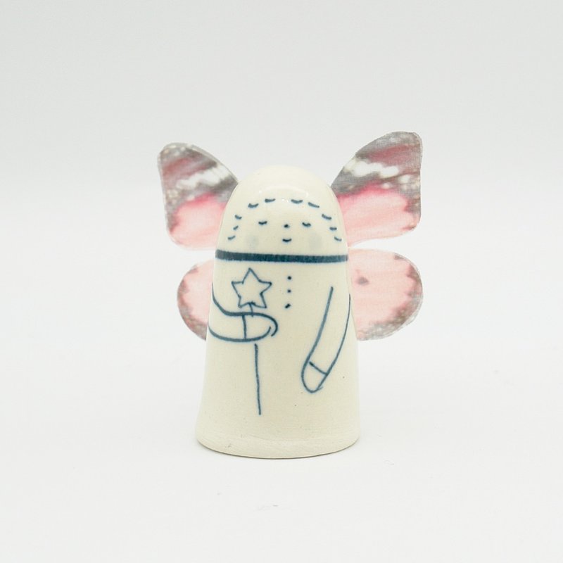 handmade ceramic doll fairy girl - ของวางตกแต่ง - เครื่องลายคราม ขาว