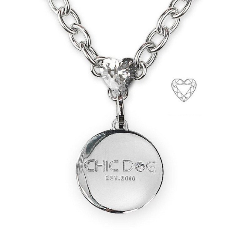 Cherish Stone 304 Stainless Steel necklace-new chic dog brand ((free engraving service)) - ปลอกคอ - โลหะ สีเงิน