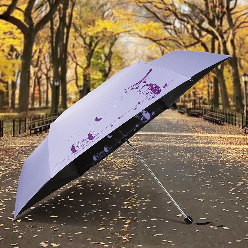 雙龍刺蝟超細黑膠蛋捲傘三折傘抗UV鉛筆傘晴雨傘兒童傘(薰衣紫) - 雨傘/雨衣 - 防水材質 紫色